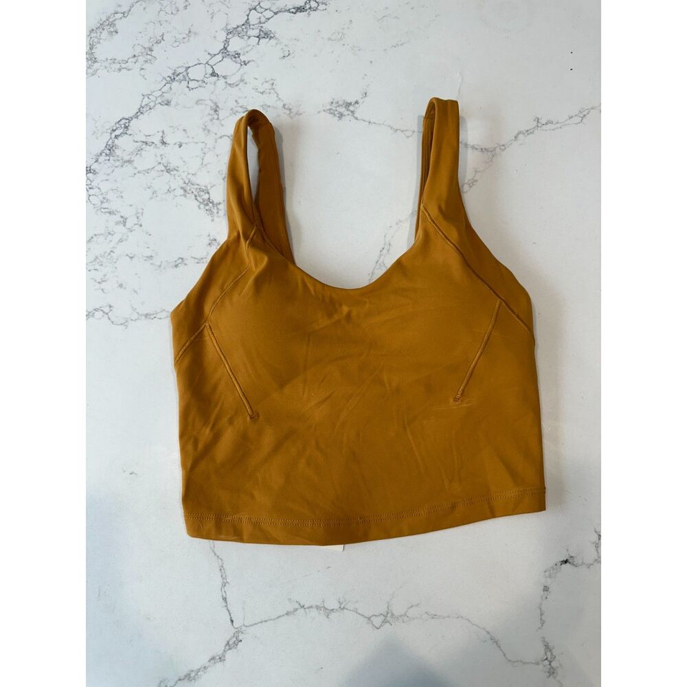 NWT Calia Inspire Scoop Neck Cropped Bra Tank Dark Gold Size XS